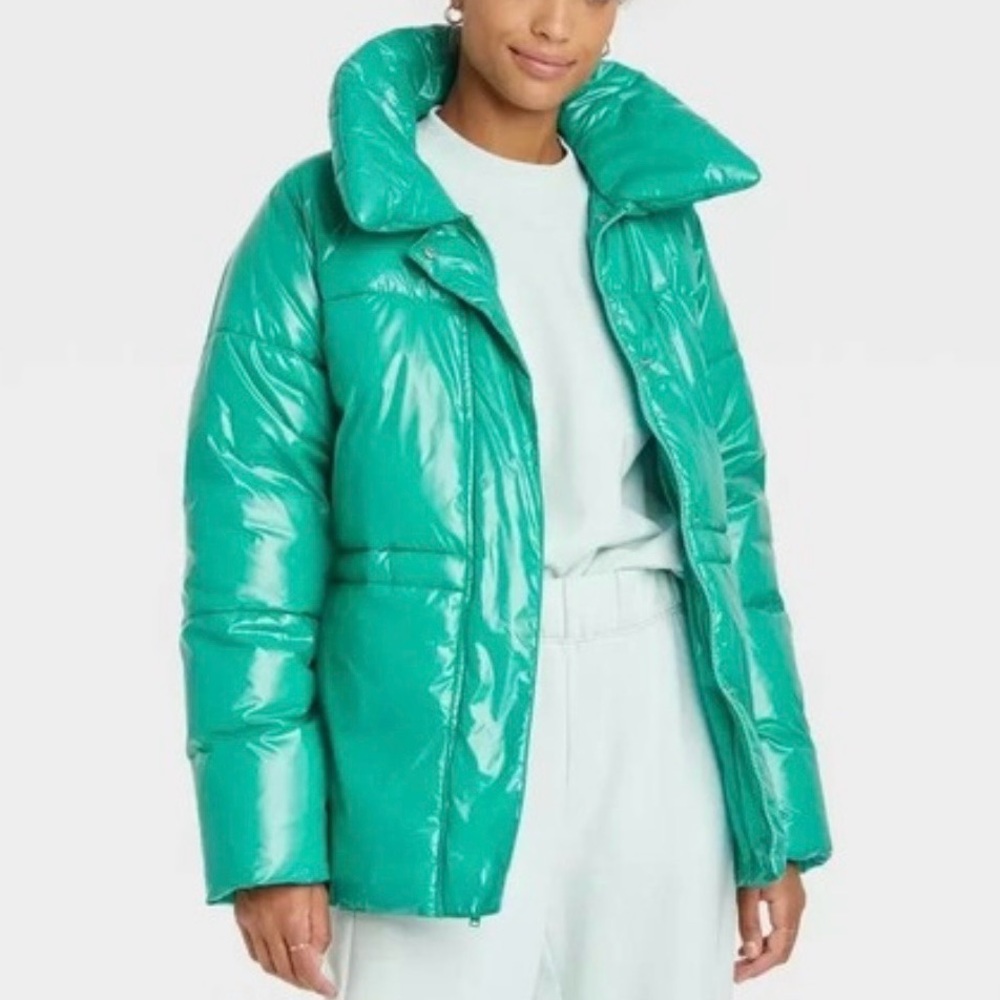 NWOT Sz XS A New Day Green Puffer Jacket